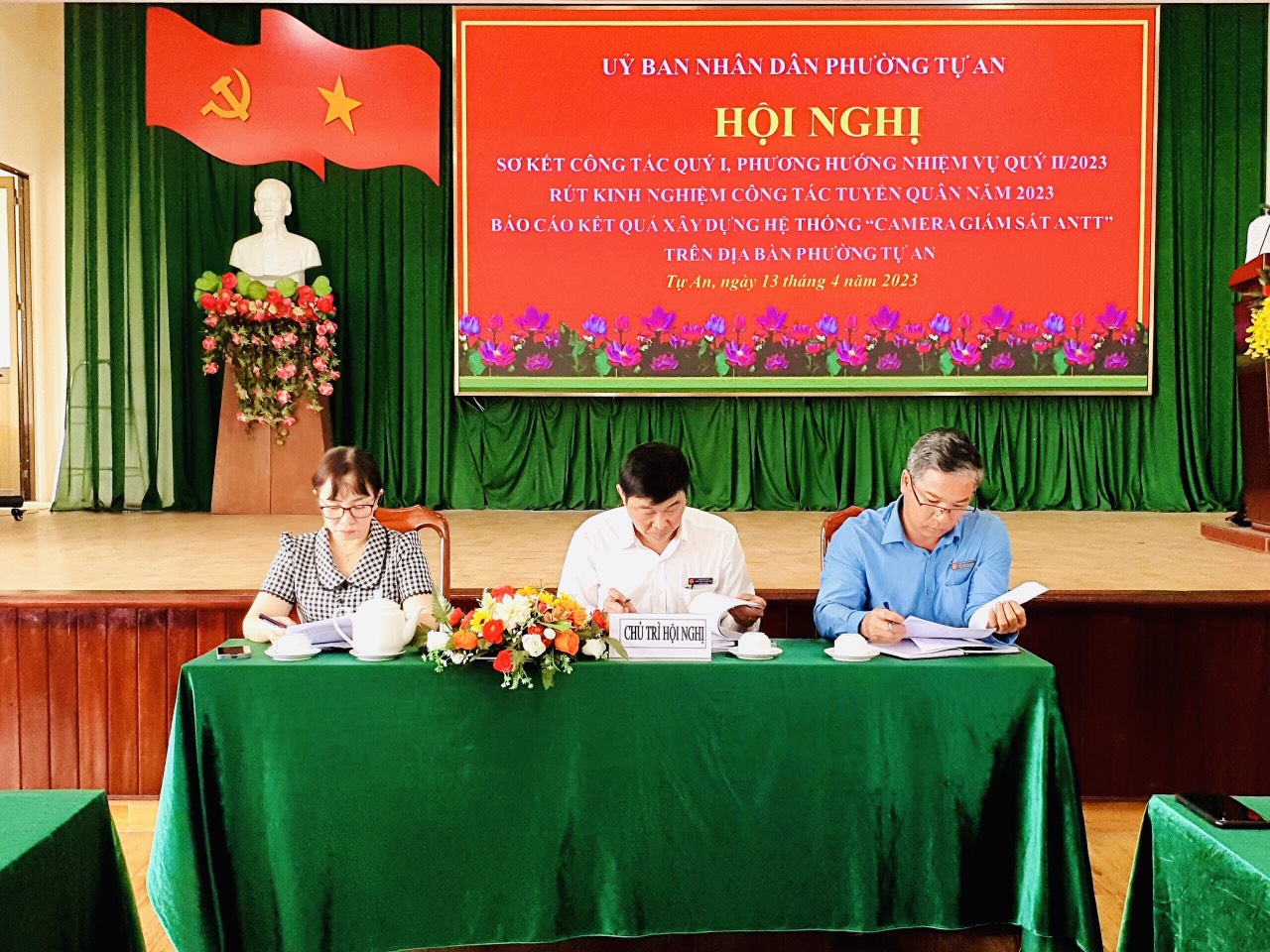 Hội nghị sơ kết công tác Quý I, rút kinh nghiệm công tác tuyển quân năm 2023 và báo cáo kết quả xây dựng hệ thống “Camera giám sát ANTT” trên địa bàn phường Tự An
